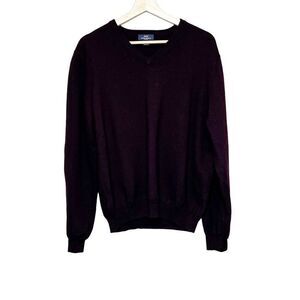 Brooks Brothers 346 burgundy V- neck merino wool sweater size L